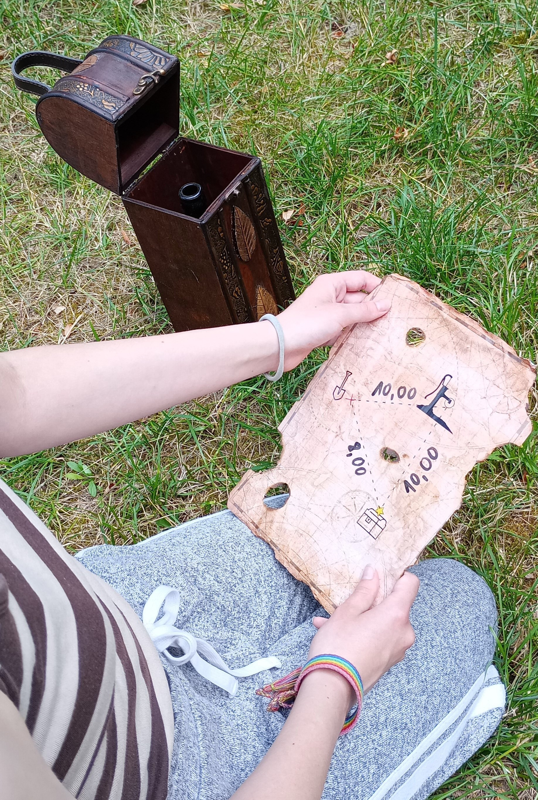 Kind hat Schatzkarte in der Hand